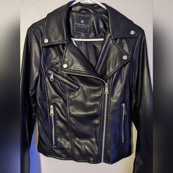 NWT BAGATELLE BLACK PLEATHER MOTO JACKET - Picture 12 of 14